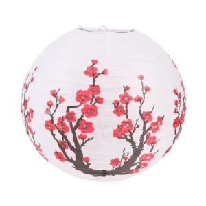 Abat-jour-de-lanterne-en-papier-antique-chinois-fleur-de-prunier-rond-nouvel-an-d-coration Lampe Sakura