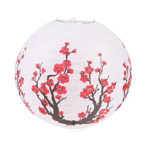 Abat-jour-de-lanterne-en-papier-antique-chinois-fleur-de-prunier-rond-nouvel-an-d-coration Lampe Sakura