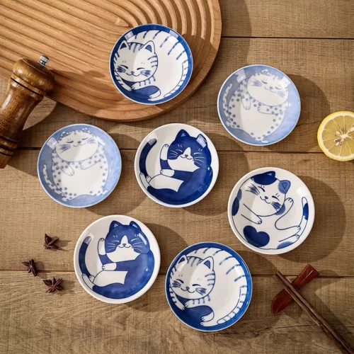 Assiettes-dessert-en-c-ramique-de-style-japonais-vaisselle-anglaise-cr-ative-motif-de-chat-porte Assiettes à Dessert Chat