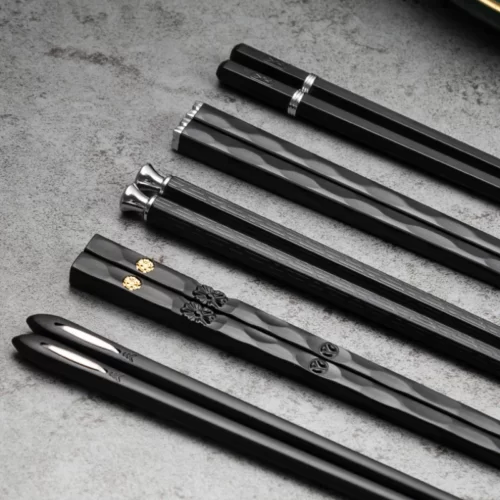 Baguettes-Chinoises-Japonaises-5-Paires-B-tonnets-Sushi-R-utilisables-Ensemble-de-Baguettes-Cor-ennes-en-1 Baguettes Japonaises Luxe - Image 2