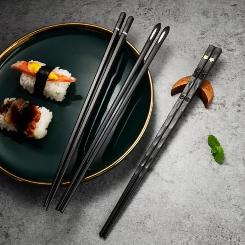 Baguettes-Chinoises-Japonaises-5-Paires-B-tonnets-Sushi-R-utilisables-Ensemble-de-Baguettes-Cor-ennes-en-2 Baguettes Japonaises Luxe - Image 3