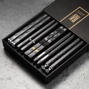 Baguettes-Chinoises-Japonaises-5-Paires-B-tonnets-Sushi-R-utilisables-Ensemble-de-Baguettes-Cor-ennes-en Baguettes Japonaises Luxe