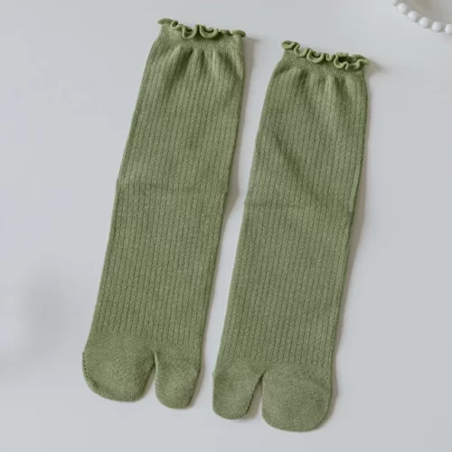 Bambou-japonais-hommes-et-femmes-t-fibre-deux-doigts-chaussettes-noir-Kimono-bascule-sandale-fendu-Ninjia.jpg_640x640-3 Chaussettes Tabi colorées - Vert
