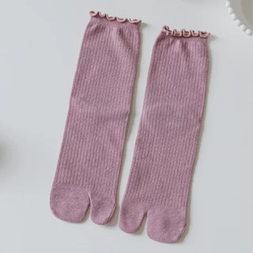 Bambou-japonais-hommes-et-femmes-t-fibre-deux-doigts-chaussettes-noir-Kimono-bascule-sandale-fendu-Ninjia.jpg_640x640-6 Chaussettes Tabi colorées - Rose