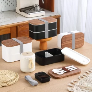 Bo-te-bento-japonaise-en-plastique-avec-couvercle-Mars-en-bois-bo-te-lunch-micro-ondable Bento Japonais Bambou