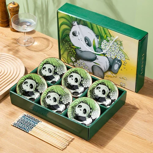 Bols-en-c-ramique-japonais-peints-la-main-bols-et-baguettes-cr-atifs-coffret-cadeau-ensemble.jpg_640x640-2 Coffret Bols Japonais Panda - 6-bols