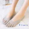 Chaussettes-Bateau-Cinq-Doigts-pour-Femme-Tissage-Uni-Fin-Bouche-Peu-Profonde-Velours-Absorbant-la-Sueur.jpg_640x640-1 5 Paires chaussettes fines cinq doigts - Gris