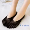 Chaussettes-Bateau-Cinq-Doigts-pour-Femme-Tissage-Uni-Fin-Bouche-Peu-Profonde-Velours-Absorbant-la-Sueur.jpg_640x640 5 Paires chaussettes fines cinq doigts - Noir