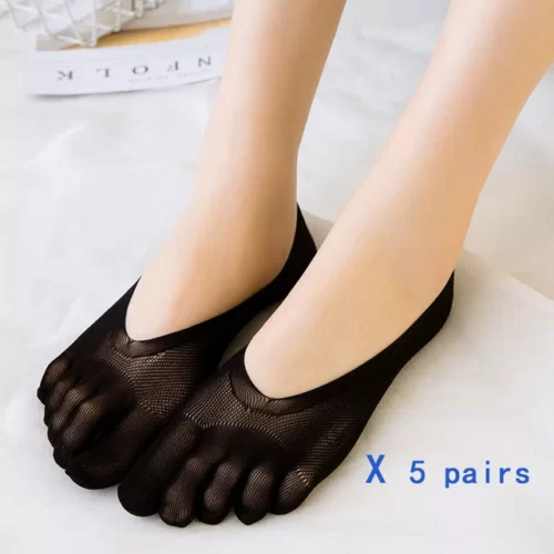 Chaussettes-Bateau-Cinq-Doigts-pour-Femme-Tissage-Uni-Fin-Bouche-Peu-Profonde-Velours-Absorbant-la-Sueur.jpg_640x640 5 Paires chaussettes fines cinq doigts - Noir