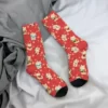 Chaussettes-Chat-Porte-Bonheur-Japonais-pour-Homme-et-Femme-Bas-D-contract-s-Dessin-Anim-Maneki-2 Chaussettes rouges Maneki Neko fleuries - Image 2