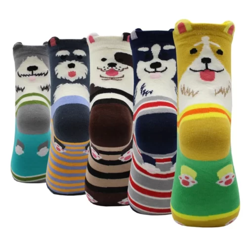 Cute-Kawaii-cartoon-cotton-socks-for-women-fashion-color-e-5-pairs.jpg_640x640-15 5 Paires chaussettes animaux kawaii - Chien drôles