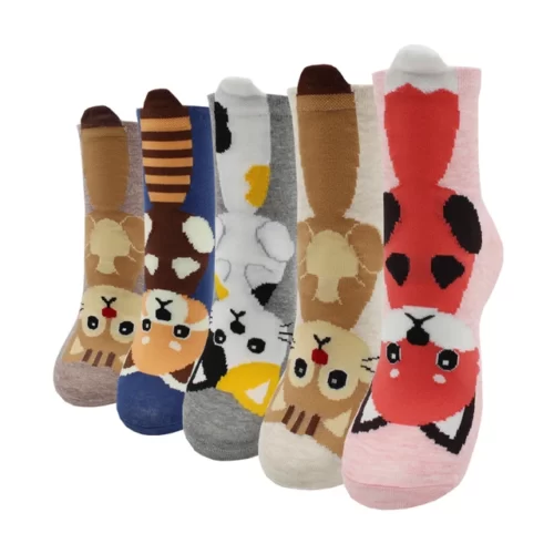 Cute-Kawaii-cartoon-cotton-socks-for-women-fashion-color-e-5-pairs.jpg_640x640-6 5 Paires chaussettes animaux kawaii - Renard et chats