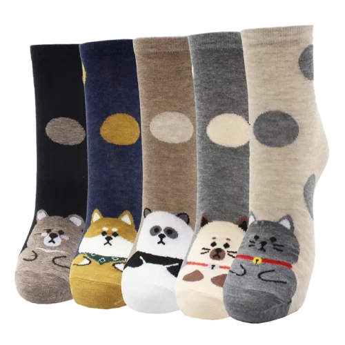 Cute-Kawaii-cartoon-cotton-socks-for-women-fashion-color-e-5-pairs.jpg_640x640-9 5 Paires chaussettes animaux kawaii - Chats et panda