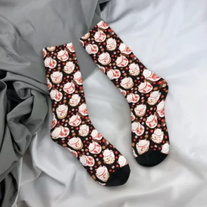 Chaussettes maneki neko noires à fleurs - Image 2