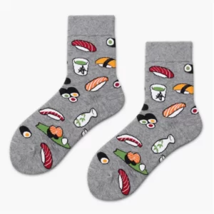 Japanese-funny-cartoon-creative-sushi-socks-for-women-cute-socks-in-5 Chaussettes grises Maki et Sushi