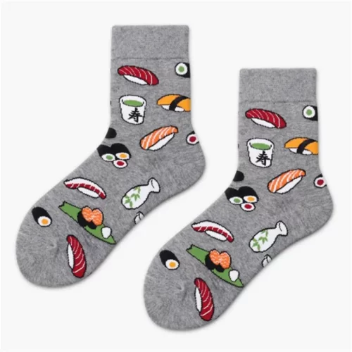 Japanese-funny-cartoon-creative-sushi-socks-for-women-cute-socks-in-5 Chaussettes grises Maki et Sushi