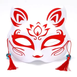 Demi-masque-de-chat-japonais-Demon-Slayer-Anime-Roots-Rave-Cosplay-Props-Festival-Party-Cosplay-FacSIM Masque Japonais Chat Rouge