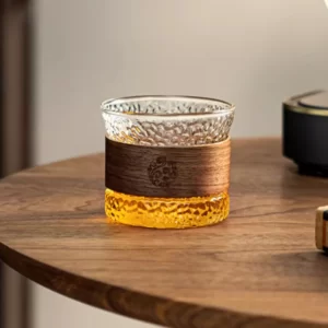 Gianxi-Japanese-Style-Glass-Coffee-Cup-Transparent-Brochure-Kawaii-Caf-Beautiful-Cups-Th Tasse avec Anneau en Bois - 170ml