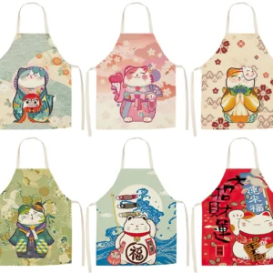 H43426d8e8ad84fa59d435e122a41791cW Tabliers Maneki Neko Japonais