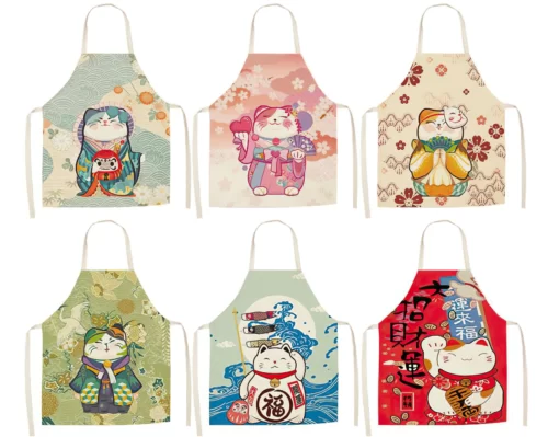 H43426d8e8ad84fa59d435e122a41791cW Tabliers Maneki Neko Japonais