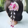 Kimono-Japonais-en-Tissu-Fait-la-Main-Fleur-ventail-Pliant-Accessoires-pour-Cheveux-r-initialisation-Gland.jpg_640x640.jpg_ (3) Épingle à cheveux japonaise traditionnelle - Rose