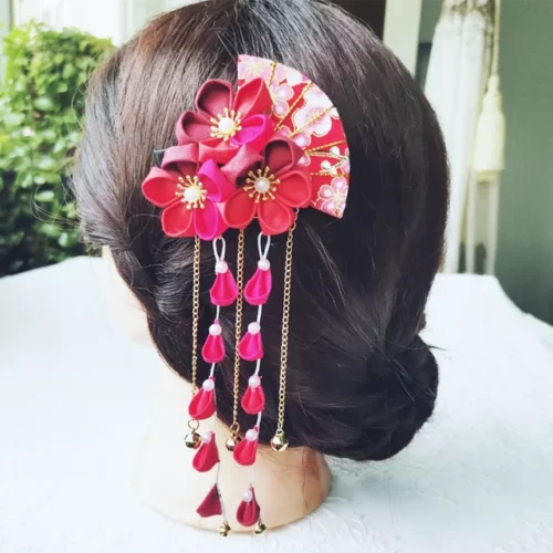 Kimono-Japonais-en-Tissu-Fait-la-Main-Fleur-ventail-Pliant-Accessoires-pour-Cheveux-r-initialisation-Gland.png_640x640.png_ Épingle à cheveux japonaise traditionnelle - Rouge