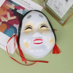 Masque-Noh-du-drame-traditionnel-japonais-accessoires-de-f-te-pour-Halloween-Keijiro-Cosplay-masques-de Masque de Geisha