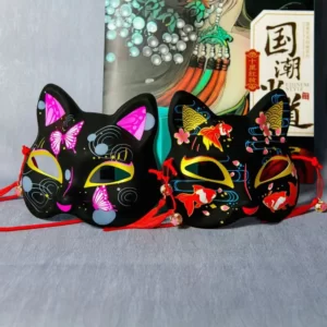 Masque-de-Performance-de-Festival-de-Style-Chinois-de-C-l-brit-Internet-Peinture-et-Vent Masque Japonais Papillon et Carpe Koï