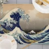Napperons-en-lin-lavables-japonais-la-grande-vague-d-oke-agawa-les-polym-res-de-salle Dessous de Table Kanagawa