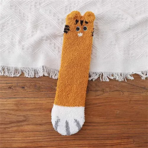 Optique-Chaussettes-cinq-doigts-pour-femmes-Chaussons-de-sol-pour-filles-Chaussons-Parker-moelleux-Chaussette-ray.jpg_640x640-5 5 Paires chaussettes pilou pilou patte de chat - Image 4