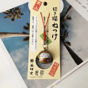 Porte Clés Maneki Neko Daruma - Or