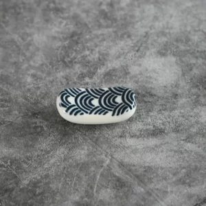 Porte Baguettes Japonaises en céramique - Bleu-seigaiha
