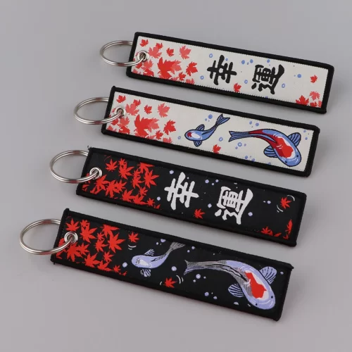 Porte Clé Brodé Carpe Koï Porte Clés Japonais Brodé Carpe Koï
