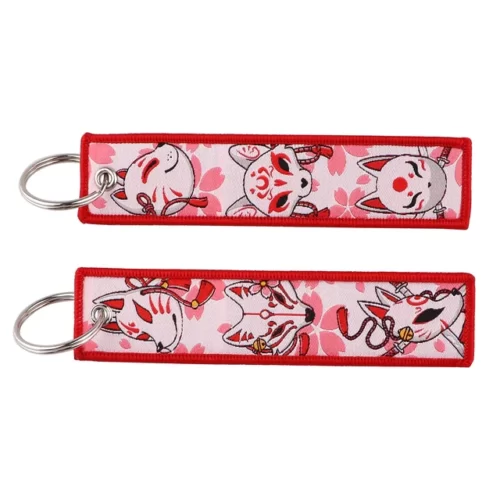 Kitsune key ring Porte Clés Brodé Kitsune