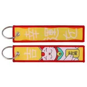 Embroidered Maneki Neko key ring Porte Clés Brodé Maneki Neko