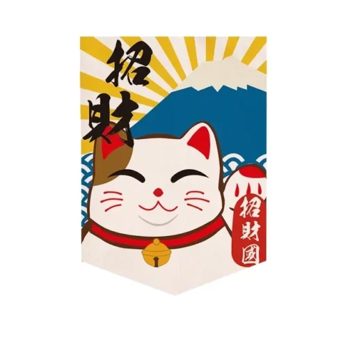 Rideau-de-confrontation-japonais-rideau-court-pour-restaurant-de-sushi-rideau-de-porte-triangulaire-impression-de.jpg_640x640.jpg_ (3) Petit Noren Maneki Neko - Modele-2 30x50cm