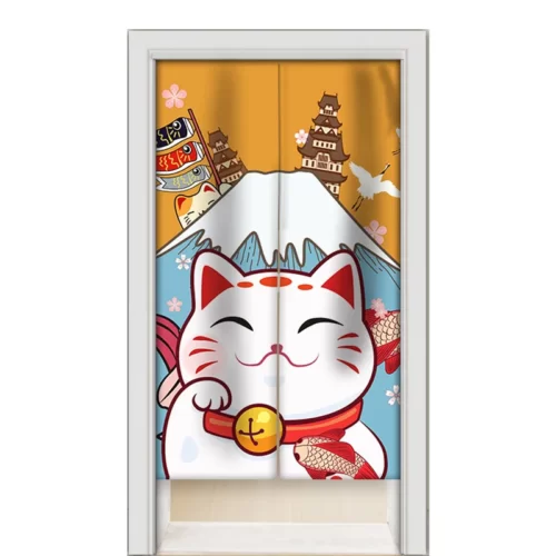 Rideau-de-porte-japonais-Lucky-Cat-Noren-rideaux-de-porte-pour-cuisine-d-cor-d-entr-1 Noren Maneki Neko - Image 2