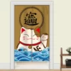 Rideau-de-porte-japonais-Lucky-Cat-Noren-rideaux-de-porte-pour-cuisine-d-cor-d-entr Noren Maneki Neko