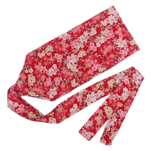 Ceinture Obi Fleur de Sakura - Rouge 15cm
