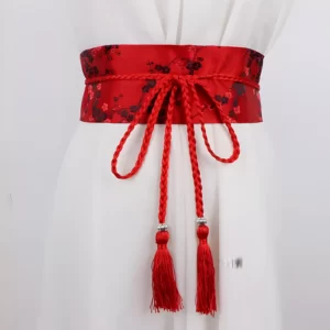 Ceinture Obi Traditionnelle Sakura - Rouge