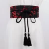 S6482d8d5770940faa11f2ef4f5966bd7Z Ceinture Obi Traditionnelle Sakura - Noir et Rouge