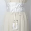 S6b057af017bd4b90af33bf874ea6d3aem Ceinture Obi Traditionnelle Sakura - Blanc