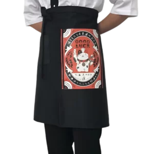 Tablier Japonais Court Maneki Neko - Rouge