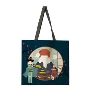 Sac-fourre-tout-d-contract-du-mont-Fuji-pour-dames-sac-provisions-pliable-sac-de-plage.jpg_640x640.jpg_ (4) Tote Bag Geisha - L