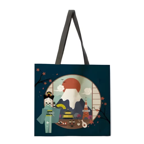 Sac-fourre-tout-d-contract-du-mont-Fuji-pour-dames-sac-provisions-pliable-sac-de-plage.jpg_640x640.jpg_ (4) Tote Bag Geisha - L