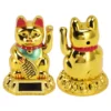 Chinese-Lucky-Cat-Statue-Waving-Arm-Lumi-re-Solar-Induction-Figurine-for-the-Home Maneki Neko en Or