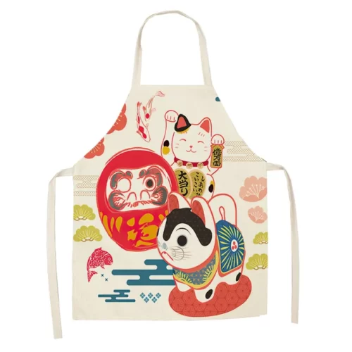 Cotton-and-linen-kitchen-apron-japanese-animated-cat-lucky-cat-sleeveless-bib.jpg_640x640-10 Tabliers Maneki Neko Japonais - Modele-11 enfant-38x47cm