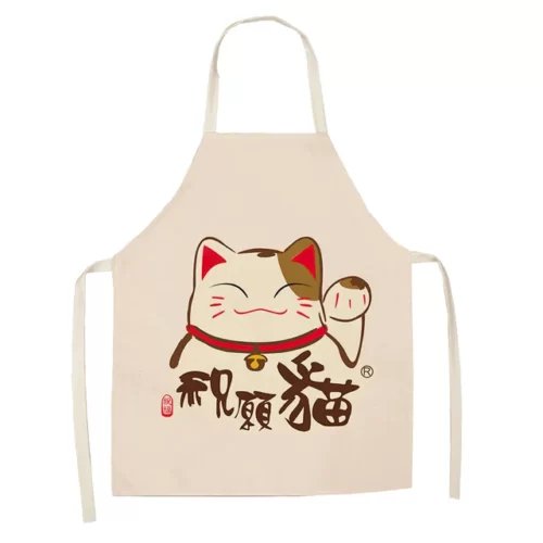 Cotton-and-linen-kitchen-apron-japanese-animated-cat-lucky-cat-sleeveless-bib.jpg_640x640-12 Tabliers Maneki Neko Japonais - Modele-14 l-75x65cm