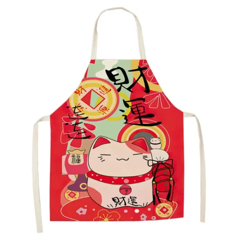 Cotton-and-linen-kitchen-apron-japanese-animated-cat-lucky-cat-sleeveless-bib.jpg_640x640-13 Tabliers Maneki Neko Japonais - Modele-15 enfant-38x47cm