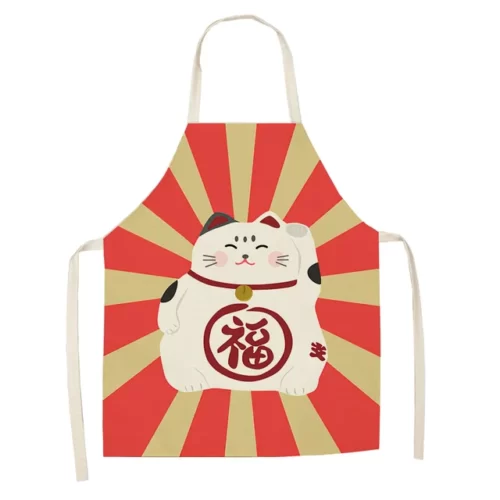 Cotton-and-linen-kitchen-apron-japanese-animated-cat-lucky-cat-sleeveless-bib.jpg_640x640-2 Tabliers Maneki Neko Japonais - Modele-4 enfant-38x47cm